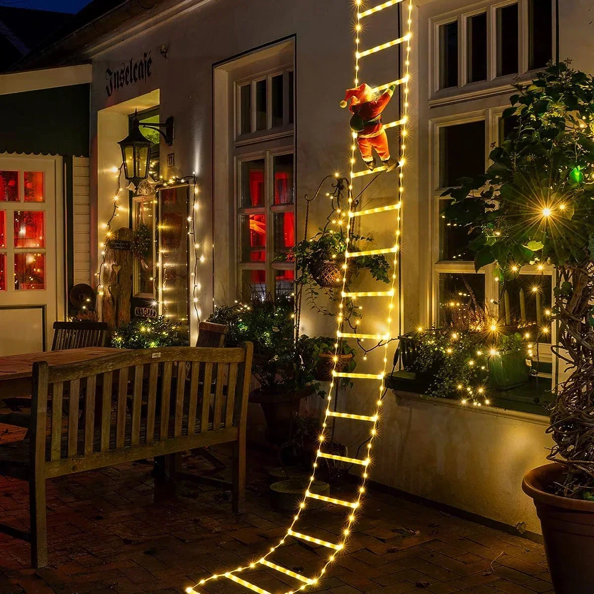 Xmas Outdoor Lighting Decorations - LED Ladder Light for Santa Claus