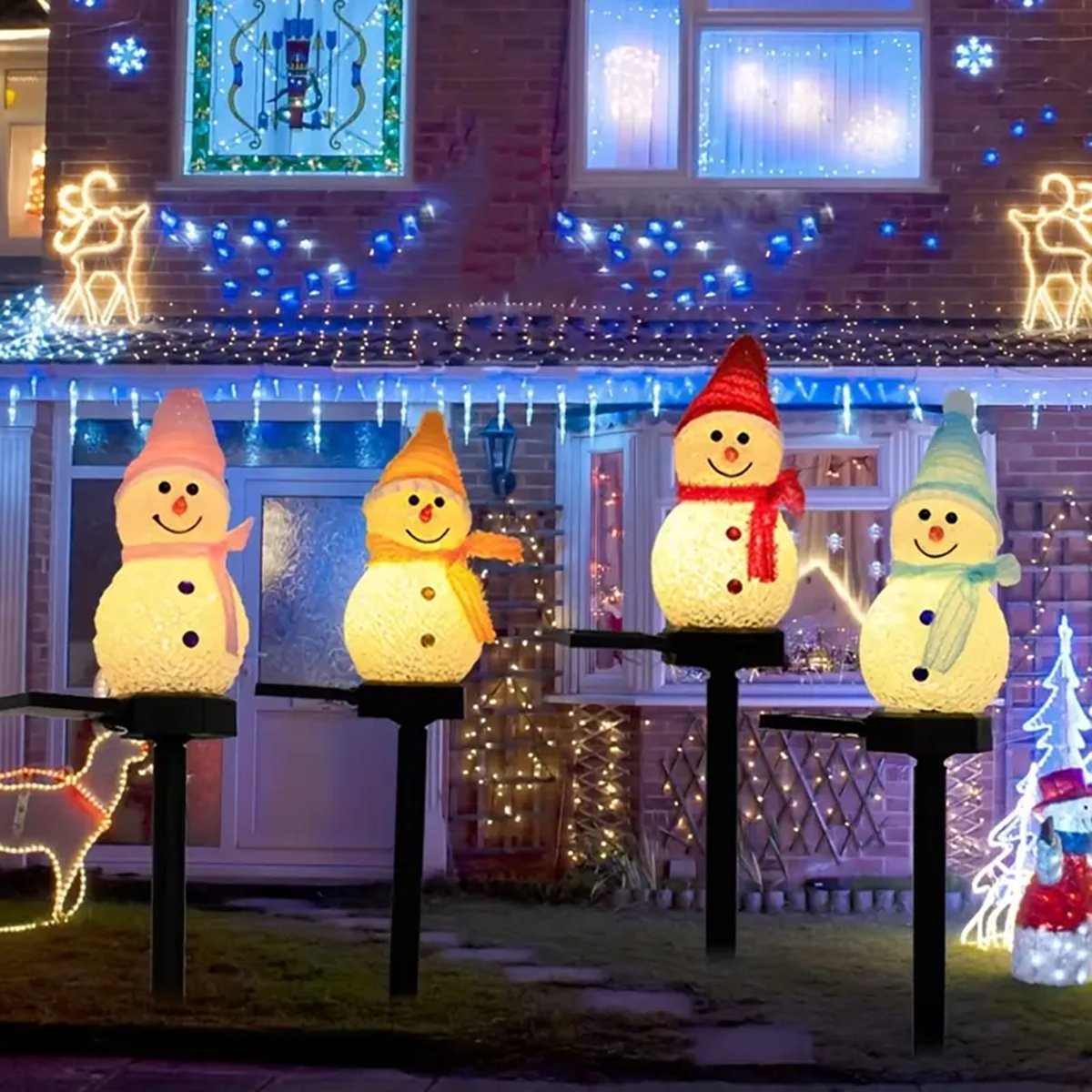 Xmas Outdoor Lighting Decorations - LED Snowman Solar Garden Light Outdoor