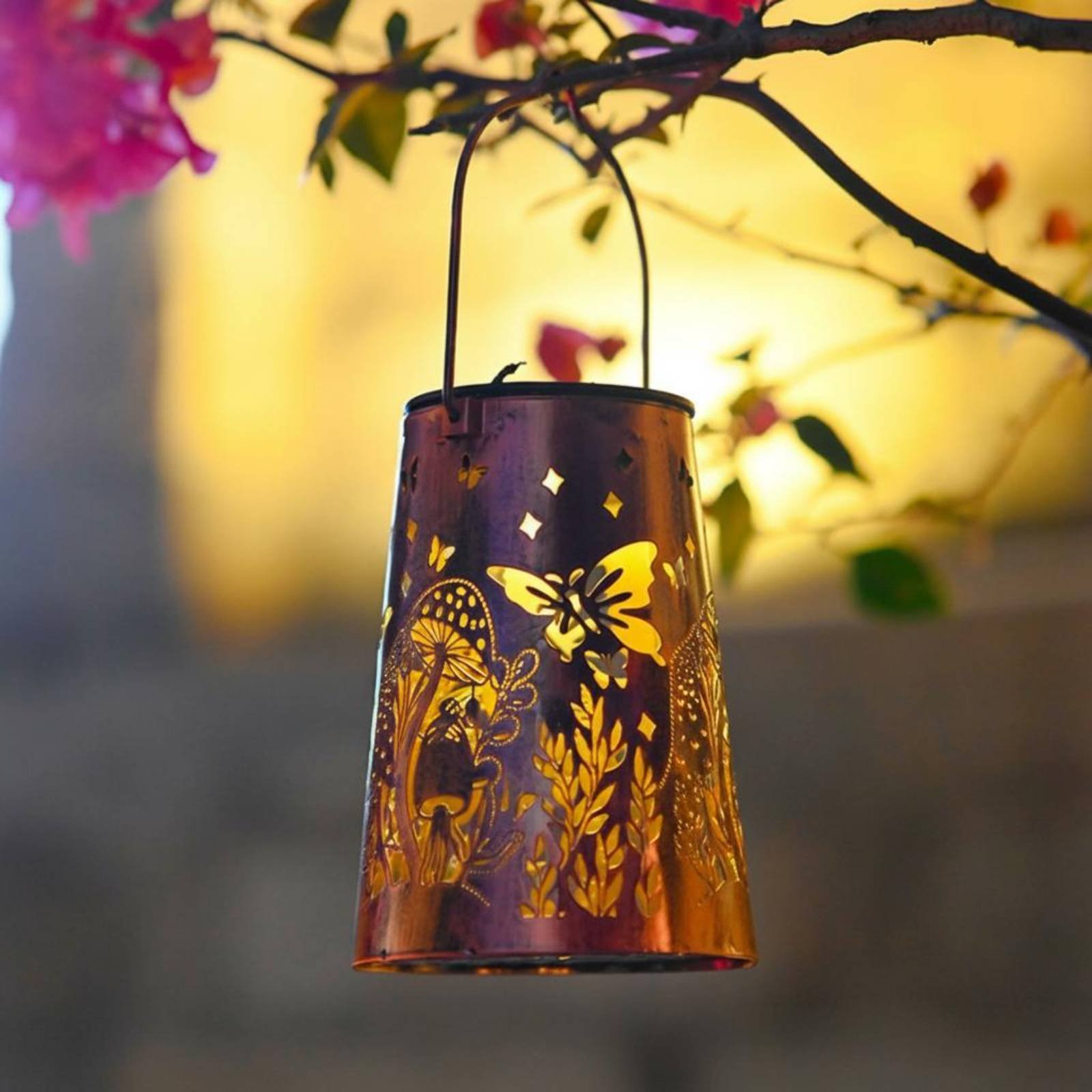 Outdoor Lighting Battery Powered - Floral Garden Lantern Pattern Garden Luminary