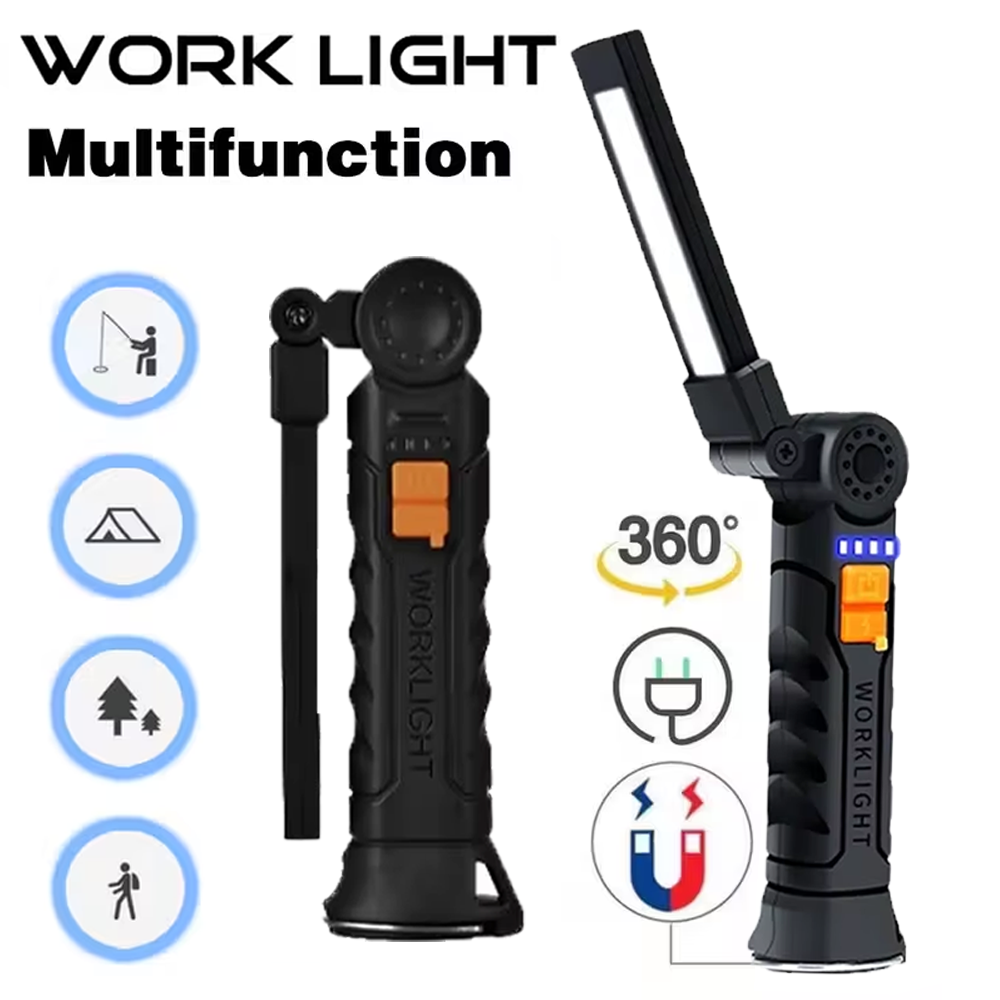Outdoor Lighting Fixtures - Portable COB LED Flashlight USB Rechargeable