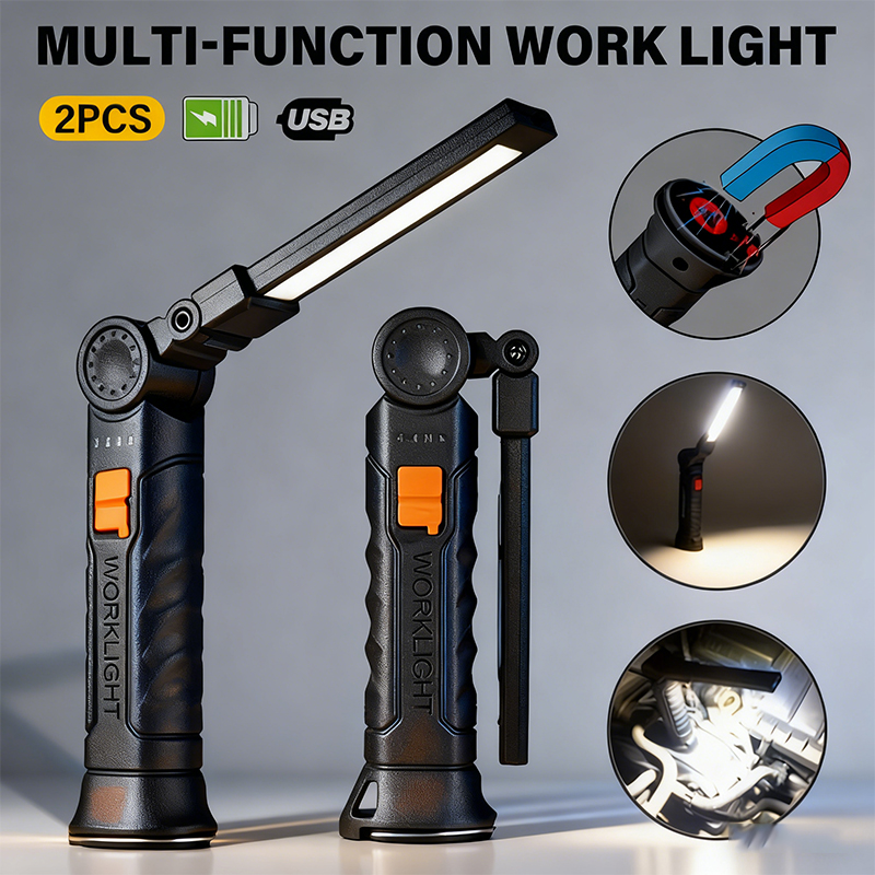 Outdoor Lighting Fixtures - Portable COB LED Flashlight USB Rechargeable