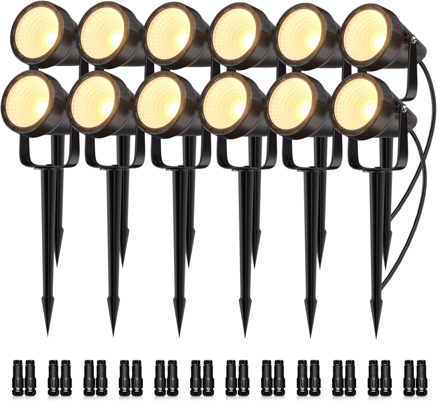 Outdoor Lighting Kit With Transformer - 12-Pack Waterproof Outdoor Spot Lights, 7W10W