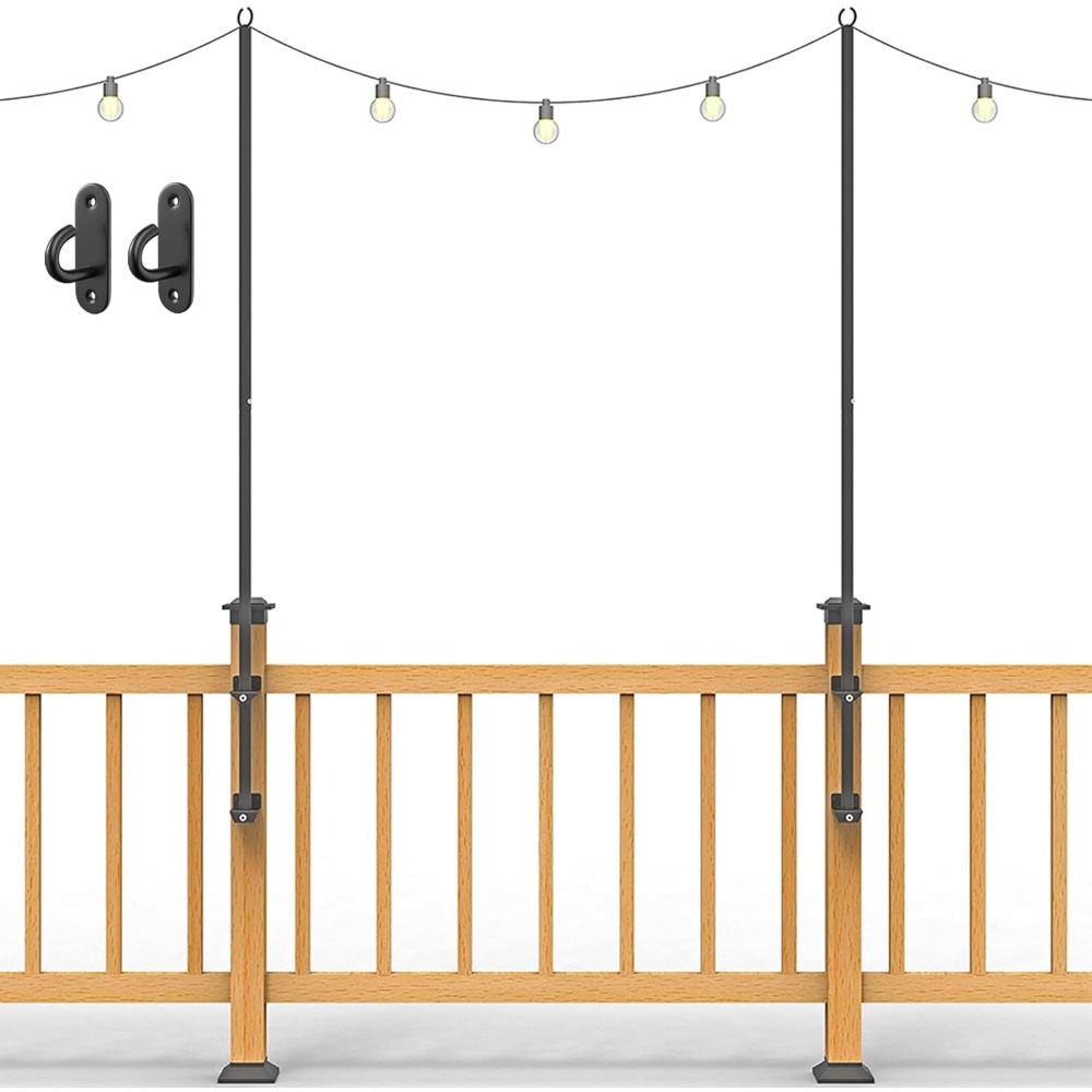 Outdoor Lighting For Garden - 2 pack string light poles -