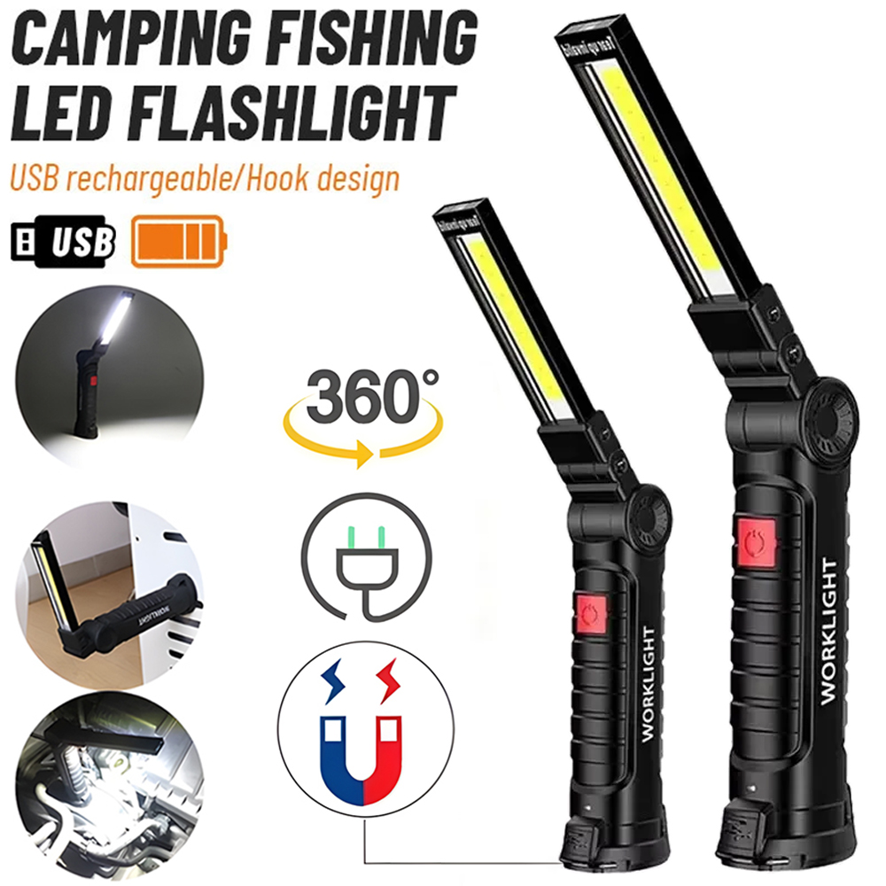 Outdoor Lighting Fixtures - LED COB Flashlight USB Rechargeable Torch