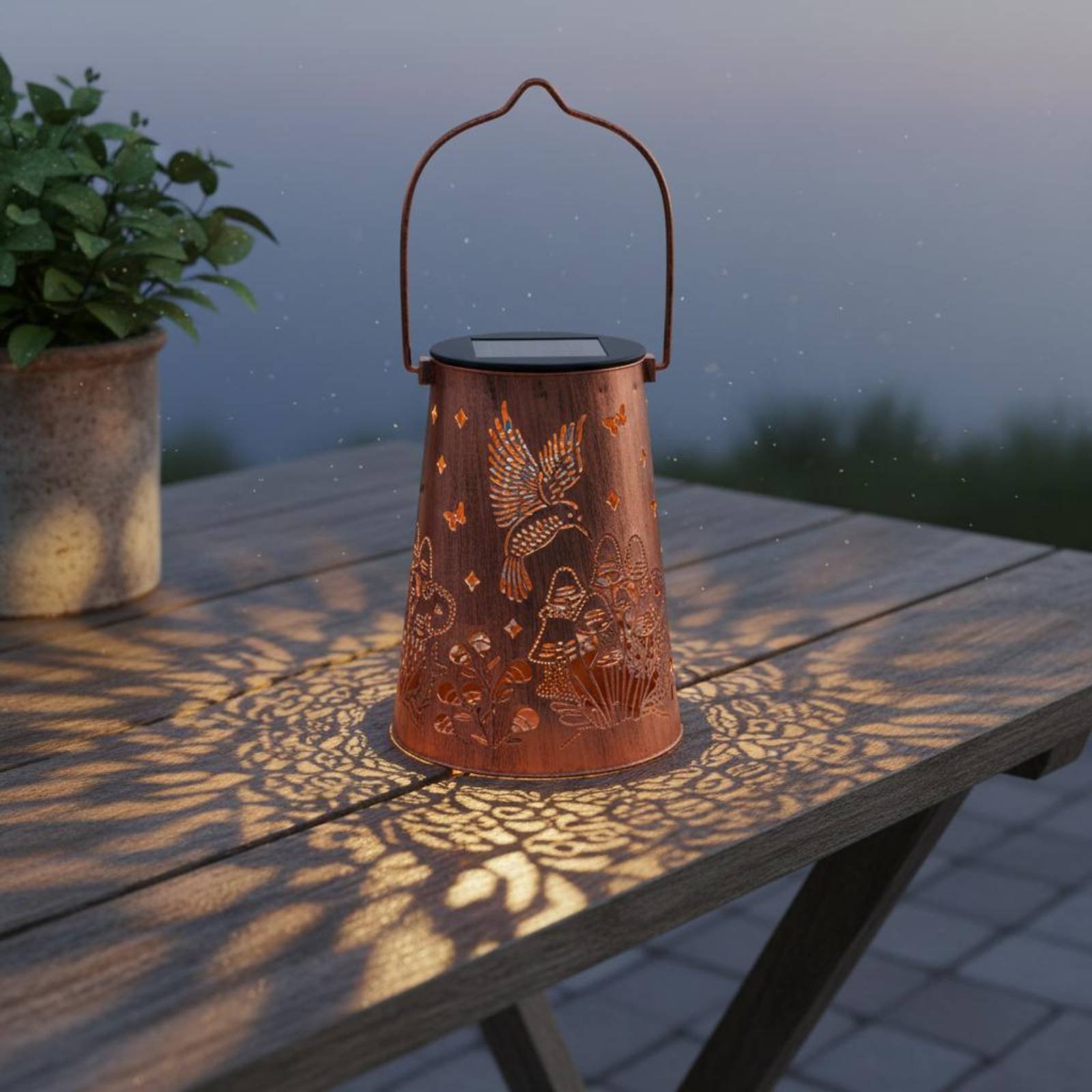 Floral Garden Lantern Pattern  - Outdoor Lighting Battery Powered review and price