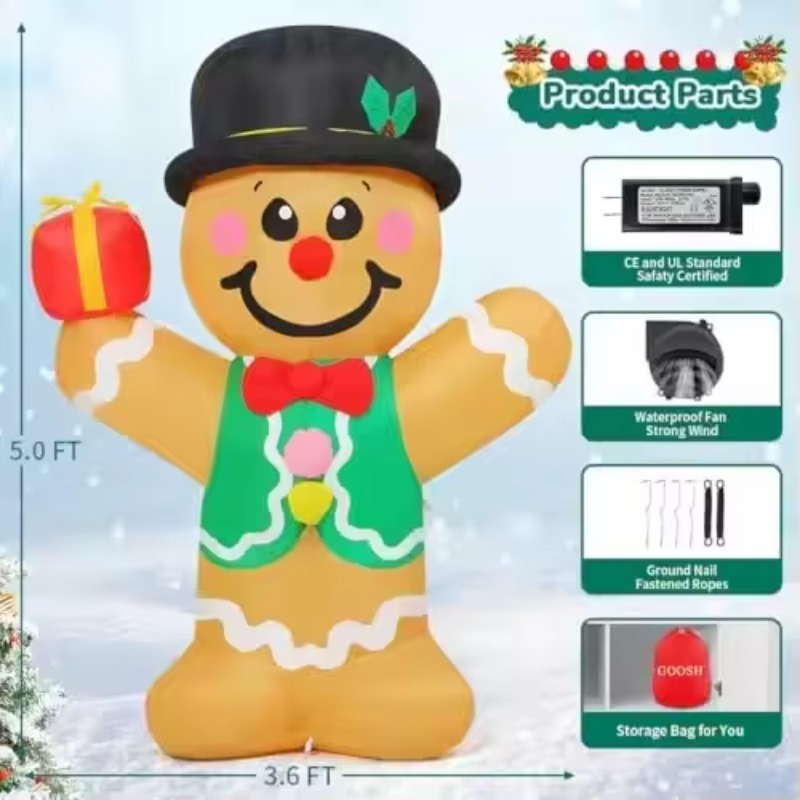5 Ft Hot Selling Gingerbread M - Xmas Outdoor Lighting Decorations review and price