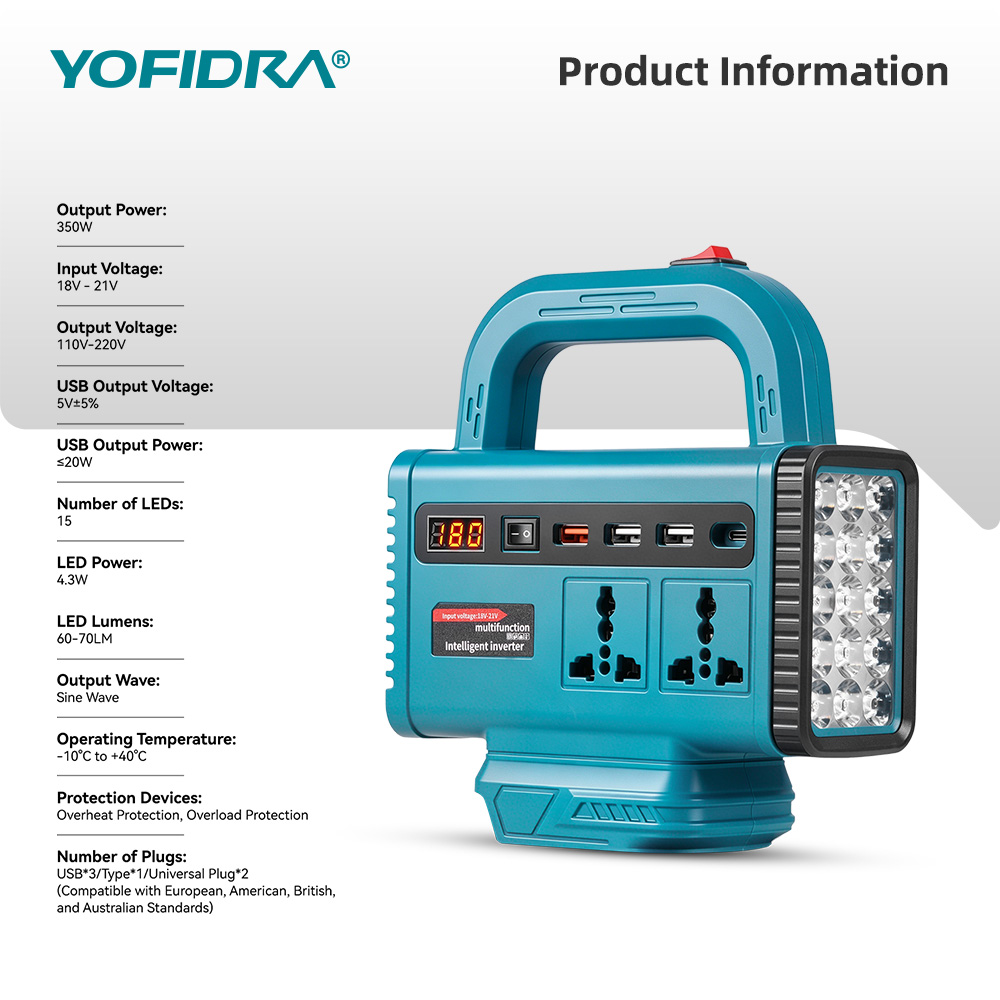 YOFIDRA 220V Portable Power In - Outdoor Lighting Battery Powered review and price